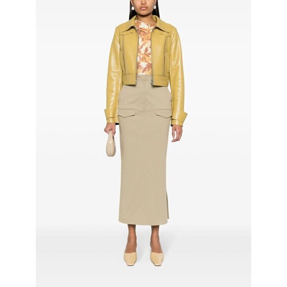 NANUSHKA Edena Skirt in Pebble Large New Womens Long Maxi Chinos Khaki - Picture 12 of 16